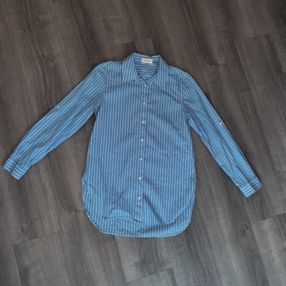 Calvin Klein Striped Button Up Long Sleeve Shirt